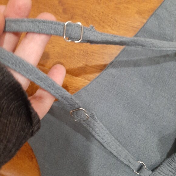 Vintage linen asymmetrical strap quiet luxury romper - Picture 6 of 11